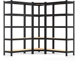 Monzana Stellingkast – Set van 3 Hoek 190x90x40cm - Zwart