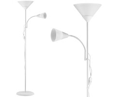 Monzana Vloer Leeslamp Verstelbaar - 175cm Hoog E27 &E14 – Wit