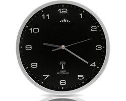 Monzana Wandklok – Automatisch Analoog Radiogestuurd Ø31cm - Zwart