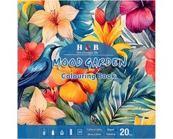 Mood Garden Kleurboek voor Volwassenen, Tieners en Kinderen - 20 Unieke Botanische Kleurplaten - Bloemen & Natuur - 20x20 cm - Kleurboek voor Volwassenen en Tieners - Inclusief Tulpen en Rozen