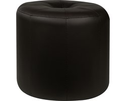 Mood poef hoog-lederlook-bruin chocolat-40x34x40 cm