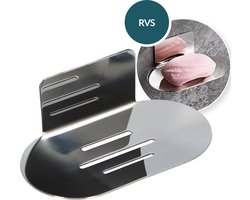 Moodcare® RVS Zeepbakje Chroom – Zeephouder Hangend zonder Boren – Zeepschaaltje & Shampoo Bar Houder