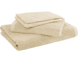 Moodit Badlinnen Troy Sand - 2 washandjes + 1 handdoek + 1 douchelaken