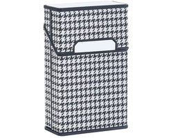 MoodLux | Luxe PU Leren Sigarettenhouder Black-White Carbon Look met Spiegel – Draagbaar Sigarettendoosje & Box met Flip Top – Opbergdoosje voor 20 Sigaretten – Voor Mannen & Vrouwen – Cigarette Case – 7 Kleuren