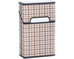 MoodLux | Luxe PU Leren Sigarettenhouder Brown-Mixed Carbon Look met Spiegel – Draagbaar Sigarettendoosje & Box met Flip Top – Opbergdoosje voor 20 Sigaretten – Voor Mannen & Vrouwen – Cigarette Case – 7 Kleuren