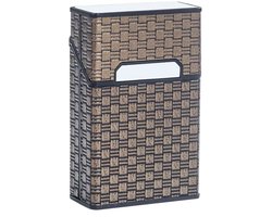 MoodLux | Luxe PU Leren Sigarettenhouder Tobacco Brown met Spiegel – Draagbaar Sigarettendoosje & Box met Flip Top – Opbergdoosje voor 20 Sigaretten – Voor Mannen & Vrouwen – Cigarette Case – 7 Kleuren