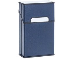 MoodLux Sigarettenhouder - Luxe PU-Leer - met spiegel & Flip-Top - Magnetische sluiting - Mannen & Vrouwen - 20 sigaretten - Compact - Dark Blue