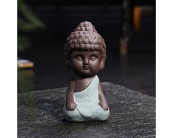 Mooi Decoratief Boeddha Beeldje 9,5 X 4,5 cm | Buddha | Blauw