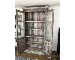 Mooi forse vol massief hardhouten India vitrine-kast.