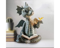 Mooie Binnenplaats - Drakensculptuur van Kunsthars - Tuinornament - Tuindraak - Beelden voor Tuinmuur - Boomdecoratie - Tafelblad - Decoratieve Ornamenten