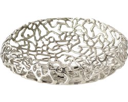 Mooie opengewerkte zilverkleurige schaal met opstaande rand l