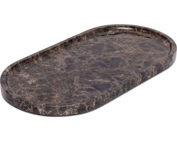 MOOISA - Bruin tray ovaal matte - dienblad 15x30cm - MOOISA - plateau - rond marmer dienblad - vierkant marmer dienblad - decoratie schaal - tapasplank - serveerplank