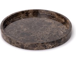 MOOISA - Marmer dienblad rond met rand bruin - Tray Ø30cm - MOOISA - rond marmer dienblad - vierkant marmer dienblad - decoratie schaal - tapasplank - serveerplank