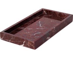 MOOISA - Marmer Dienblad - Tray rood 15x30cm - rond marmer dienblad - vierkant marmer dienblad - decoratie schaal - tapasplank - serveerplank