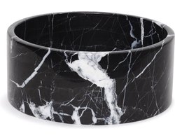 MOOISA - Marmer fruitschaal zwart - Nero Marquina 24x10cm - ronde fruitschaal - fruit - rond marmer dienblad - vierkant marmer dienblad - decoratie schaal - tapasplank - serveerplank