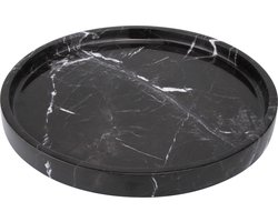 MOOISA - Marmer - Marmer dienblad met rand zwart - Tray Ø30cm - rond marmer dienblad - vierkant marmer dienblad - decoratie schaal - tapasplank - serveerplank