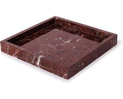 MOOISA - Marmer - rood marmer dienblad - MOOISA - Tray 30x30cm Rosso Levanto - rond marmer dienblad - vierkant marmer dienblad - decoratie schaal - tapasplank - serveerplank