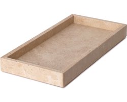 MOOISA - Travertine Dienblad - Tray 15x30cm - rond marmer dienblad - vierkant marmer dienblad - decoratie schaal - tapasplank - serveerplank