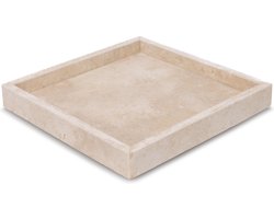 MOOISA - Travertine Dienblad vierkant - Tray 30x30cm - rond marmer dienblad - vierkant marmer dienblad - decoratie schaal - tapasplank - serveerplank