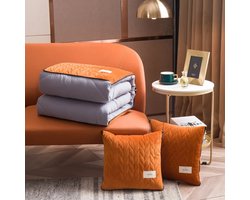Mookes Luxe Fluwelen Sierkussens Superzacht Lichtgewicht Fluwelen Kussen Deken 2 in 1 Orange