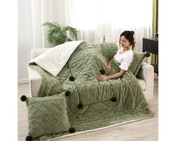 Mookes Sierkussens Pluche Kussen En Dekbed Dual Purpose Kussen, Multifunctioneel 2-In-1 Kussen Deken Green
