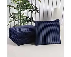 Mookes Solid Magic Velvet Quilt Kussen Deken Multifunctioneel Auto Quilt Deken Sierkussens Navy