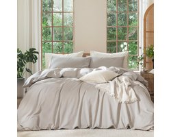 MOOMEE Beddengoed Dekbedovertrek Set 100% Gewassen Katoen Linnen Zoals Getextureerd Ademend Duurzaam Zacht Comfortabel - ShopVlot
