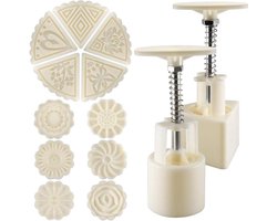 Mooncake Mould Press 50 g 11 postzegels bloemen driehoekige vorm decoratiegereedschap bakken doe-het-zelf cookie - wit - bakvormpjes.