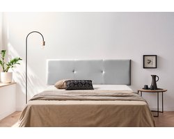 Moonia Alma - Hoofdbord 170 cm - Gestoffeerd - Kunstleer zilver - Wandmontage met muurschroeven