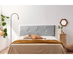 Moonia Altea - Hoofdbord 115 cm - Gestoffeerd - Kunstleer zilver - Wandmontage met muurschroeven