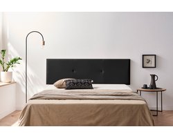 Moonia Gestoffeerd Hoofdbord - Kunstleer - Zwart - Modern en Duurzaam - Hoogwaardige Kwaliteit - 50 cm Hoog