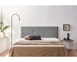 Moonia Gestoffeerd Hoofdbord - Modern - Urban - Lichtgrijs - Duurzaam Aqualine Stof - Inclusief Muurschroeven - 50 cm Hoog