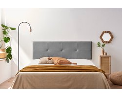 Moonia Gestoffeerd Hoofdbord - Slaapkamer Hoofdbord - Lichtgrijs - Duurzaam Aqualine Stof - Hoogwaardige Afwerking - 50 cm Hoog