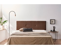 Moonia Hoofdbord - Gestoffeerd - Chocolade - Modern en Duurzaam - Aqualine Stof - Eenvoudig te Bevestigen