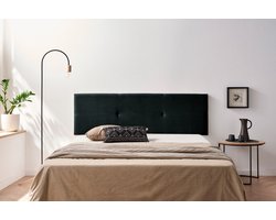 Moonia Hoofdbord - Gestoffeerd - Modern - Zwart - Duurzaam Aqualine Stof - Eenvoudig te Bevestigen - 50 cm Hoog