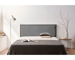 Moonia Hoofdbord - Kunstleer - Donkergrijs - Elegant en Duurzaam - 100x55x8 cm - Gemakkelijk op te hangen