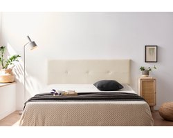 Moonia Hoofdbord - Slaapkamer Accessoire - Kunstleer - Gebroken Wit - Modern en Duurzaam - Eenvoudig te Monteren