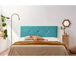 Moonia Hoofdbord - Wandpaneel - Turquoise - Hoogwaardig Aqualine Stof - Duurzaam en Vlekbestendig - 145x50x5 cm