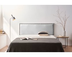 Moonia Modena - Hoofdbord 145 cm - Gestoffeerd - Kunstleer zilver - Wandmontage met muurschroeven