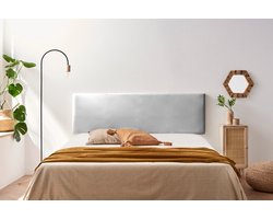 Moonia Nova - Hoofdbord 130 cm - Gestoffeerd - Kunstleer zilver - Wandmontage met muurschroeven