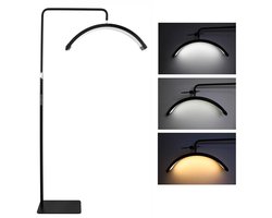 Moonlight Lamp - Maan Lamp - Stalamp Salon - Salon Verlichting - Wimperstylist Lamp - Behandel Lamp - Met Telefoonhouder - Dimbaar - Zwart - 180 cm