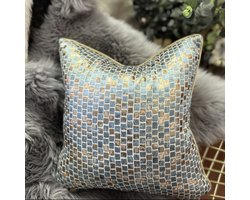 MOONS Interior|Kussenhoes CUBE|50x50|Aqua&Goud|Zijdeglans|Home decor