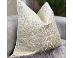 MOONS Interior|Kussenhoes STAR|50x50|Goud&Roomwit|Zijdeglans|HOME decor