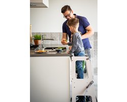 Mooss Leertoren Wit - Montessori keukentrap - Keukenhulp- Learning tower -Kindertrap -Opstapje -Antislip -Verstelbaar in hoogte -veiligheidsnet