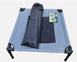 Mora Pets Hondenbed, outdoor, verhoogd hondenbed, voor kleine, middelgrote en grote honden in de tuin en binnen, huisdierligstoel, camping, 76 x 61 x 18 cm, grijs