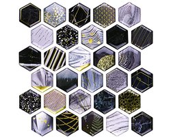 MORCART 30 stuks koelkastmagneten, leuke magneten voor kast, koelkast, whiteboard, kantoor, keuken, schoolbord, decoratief zeshoekig kunstcadeau voor volwassenen, zwart