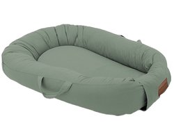 Mordesign - Deluxe Babynestje - Green (Groen) - Babynest met Handvaten, Koordjes & Klittenband - Newborn Nest - 100% Katoen - Vanaf 0 Maanden
