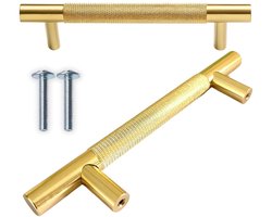 More&Deco DANTE - Gouden Meubelgreep - Reling - 128 mm - Retro - Geborsteld