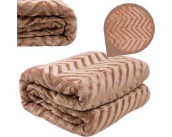 More&Deco - Dekenkleed - Cuddly - 200x220 cm - Bruin - Polyester