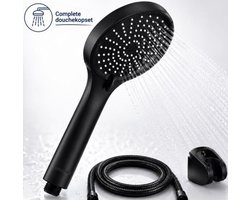 Morelia® Douchekop - Douchekop met Slang - Doucheset - Regendouche - 3 Sproeistanden - Waterbesparend - Zwart